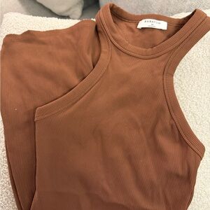 Babaton Rich Brown Ribbed Tank Top